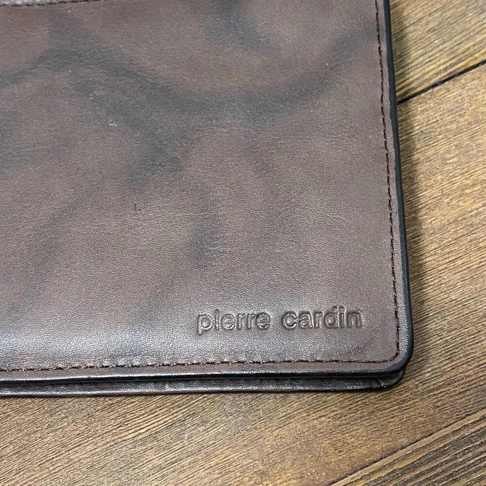 VTG Pierre Cardin Boutique Men Leather Hipfold Wallet Deadstock Gift Box NEW